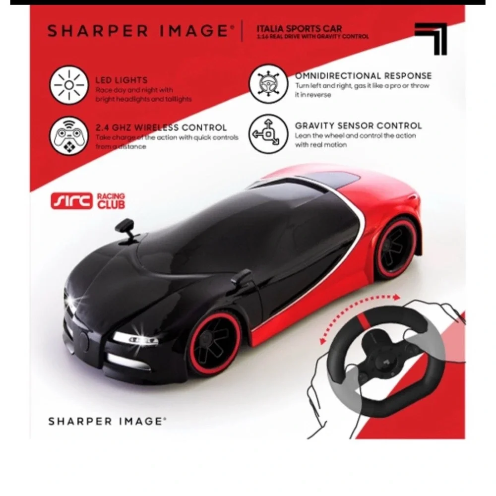Sharper Image RC Italia Sports Car Bugatti Style Red Black Toy Car